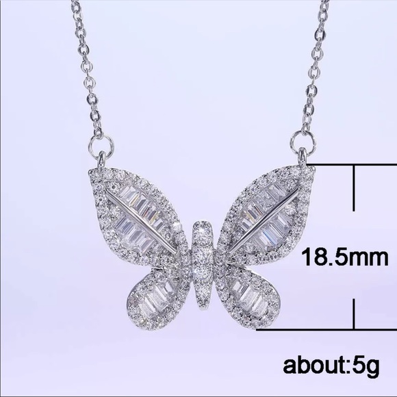 *NEW*Womens 925 Silver Butterflie Diamond Necklace - Picture 6 of 6